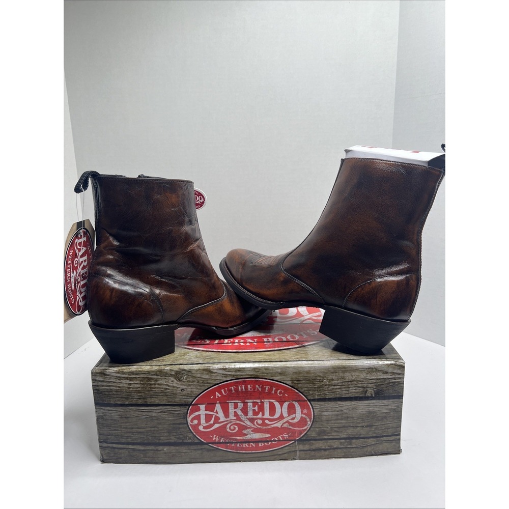 LAREDO Breakout Men's 8.5 D Tan Leather Side Zipper Western Cowboy Boots 62074